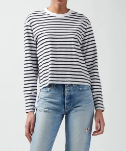 Classic Jersey Long Sleeve Boy Tee - Black/ White Stripe