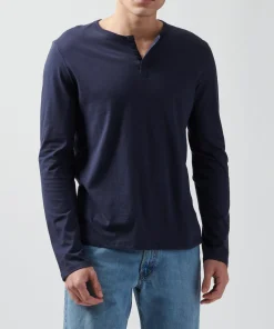 Classic Jersey Long Sleeve Henley - Midnight