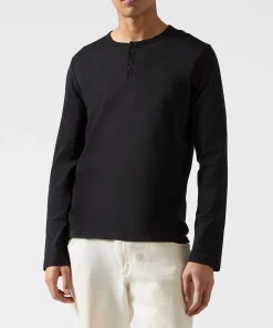 Classic Jersey Long Sleeve Henley - Black
