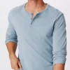 Classic Jersey Long Sleeve Henley - Hazy Blue