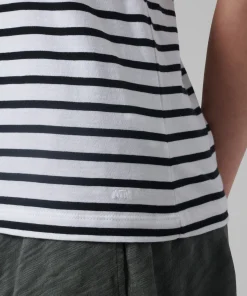 Classic Jersey Sleeveless Boy Tee - Black/ White Stripe