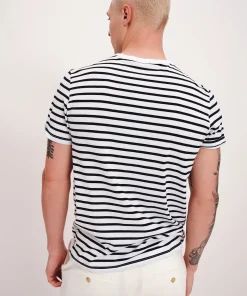 Classic Jersey Stripe Short Sleeve Crew Neck Tee - White-Black