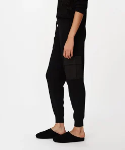 Cotton Cashmere Mixed Media Cargo Pant - Black