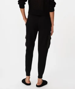 Cotton Cashmere Mixed Media Cargo Pant - Black