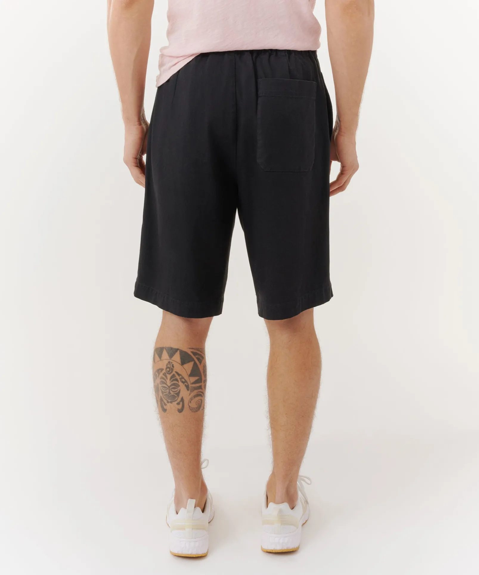 Cotton Twill Pull-On Shorts - Black