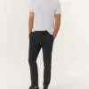 Cotton Twill Slim Pants - Black