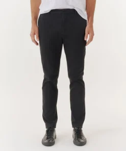 Cotton Twill Slim Pants - Black