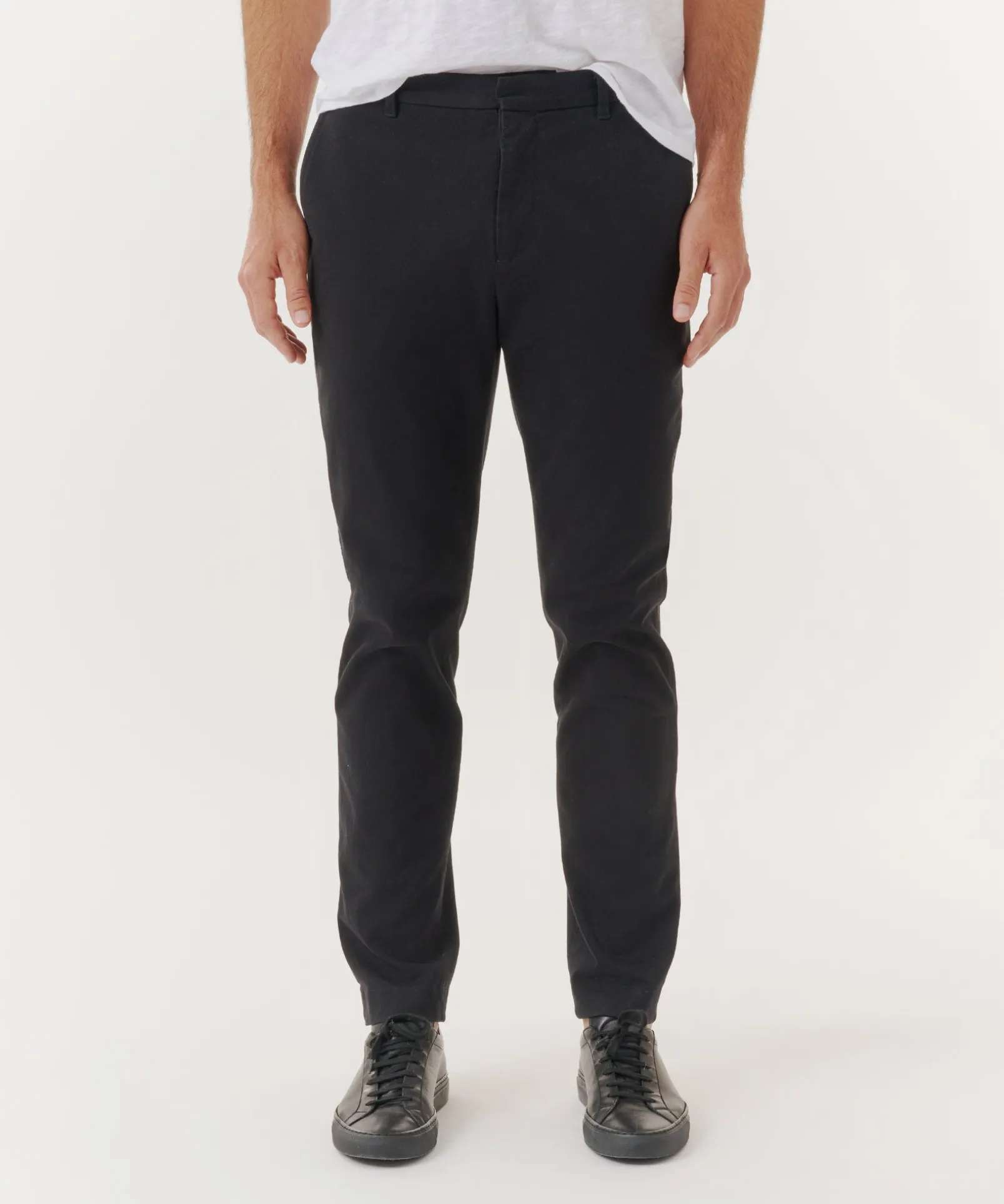 Cotton Twill Slim Pants - Black