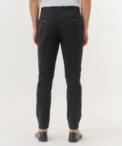 Cotton Twill Slim Pants - Black