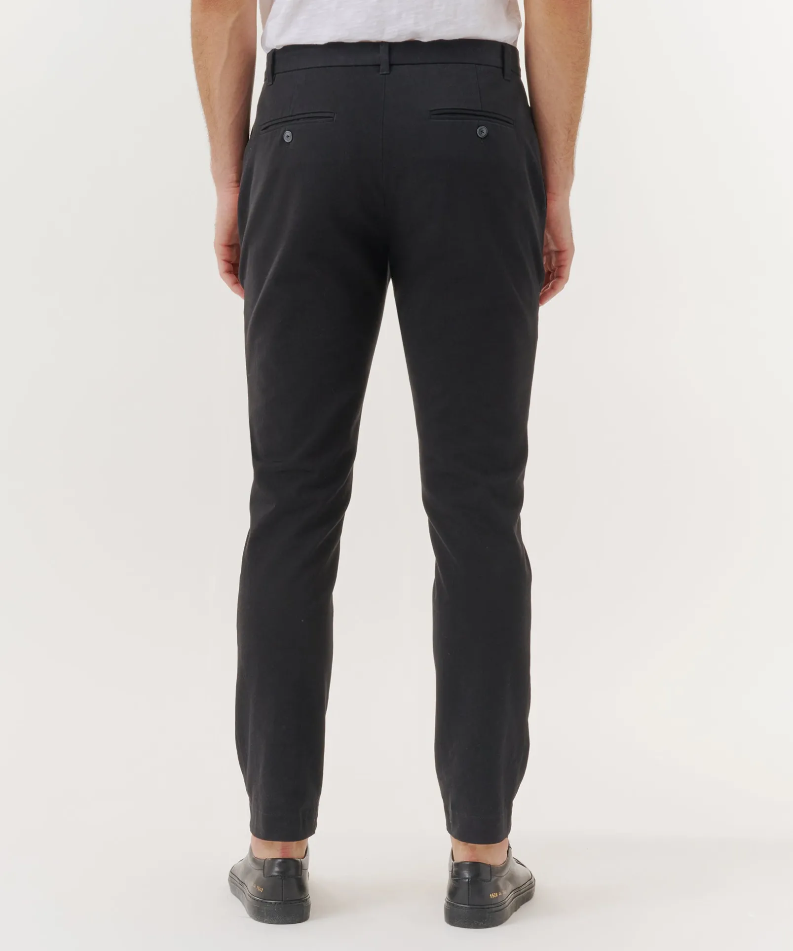 Cotton Twill Slim Pants - Black