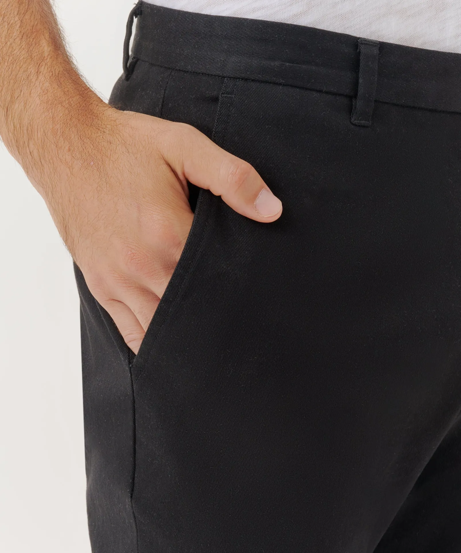 Cotton Twill Slim Pants - Black