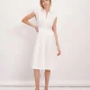 Cotton Voile Sleeveless Shirt Dress - White