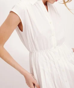 Cotton Voile Sleeveless Shirt Dress - White