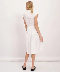 Cotton Voile Sleeveless Shirt Dress - White