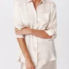 Cracked Satin Boyfriend Shirt - Vanilla Mist