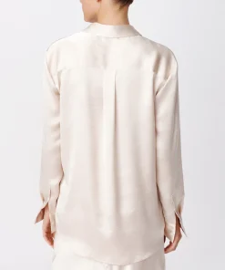 Cracked Satin Boyfriend Shirt - Vanilla Mist