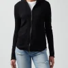 French Terry Zip-Up Hoodie - Black