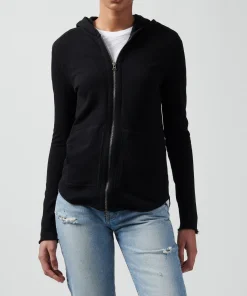 French Terry Zip-Up Hoodie - Black
