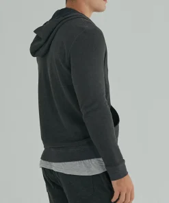 French Terry Zip-Up Hoodie - Heather Charcoal