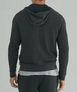 French Terry Zip-Up Hoodie - Heather Charcoal