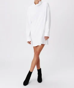 Heavyweight Jersey Media Turtleneck Dress - White