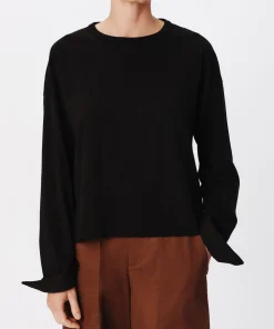 Heavyweight Jersey Mixed Media Top - Black