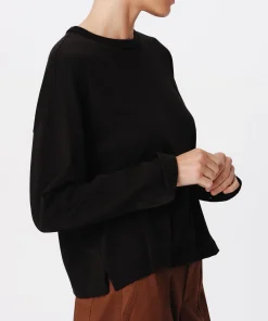 Heavyweight Jersey Mixed Media Top - Black