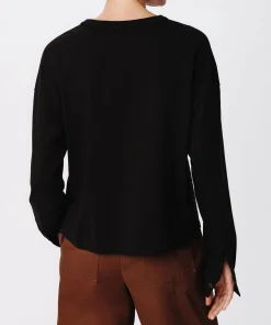 Heavyweight Jersey Mixed Media Top - Black