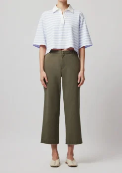 Heavyweight Jersey With Stripe Short Sleeve Polo - White-Powder Blue