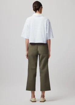 Heavyweight Jersey With Stripe Short Sleeve Polo - White-Powder Blue