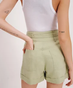 Heavyweight Linen High Waisted Shorts - Morning Mist