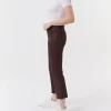 Leather Cropped Flare Pant - Chocolate