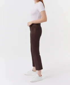 Leather Cropped Flare Pant - Chocolate