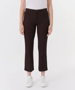 Leather Cropped Flare Pant - Chocolate