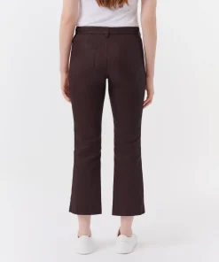 Leather Cropped Flare Pant - Chocolate