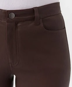 Leather Cropped Flare Pant - Chocolate
