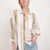 Lightweight Shirting With Paintstroke Boyfriend Shirt - White-Multi