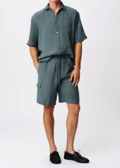 Linen With Wash Camp Shirt - Slate