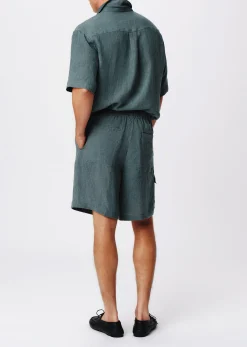 Linen With Wash Cargo Shorts - Slate