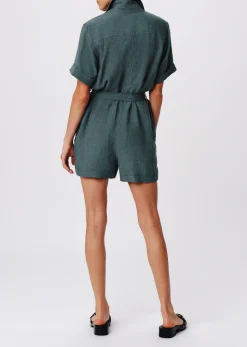Linen With Wash Romper - Slate