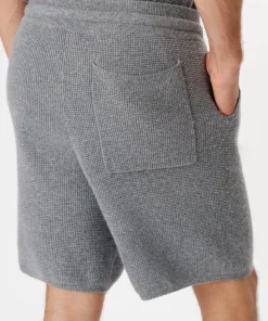 Merino Cotton Cashmere Blend Waffle Short - Heather Grey