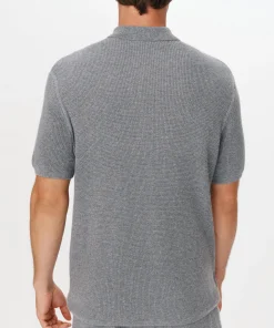 Merino Cotton Cashmere Blend Waffle Shirt - Heather Grey