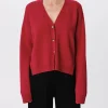 Merino Wool Blend Long Sleeve Cardigan - Rubellite