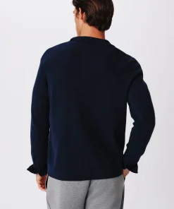 Merino Wool Cotton Cashmere Blend Cardigan Jacket - Midnight