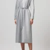 Mixed Stripe Shirting Belted Shirt Dress - Chalk-Ink