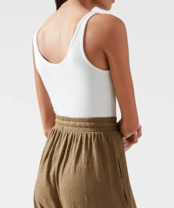 Modal Rib Deep-V Tank Bodysuit - White