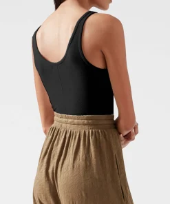 Modal Rib Deep-V Tank Bodysuit - Black