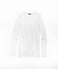Modal Rib Long Sleeve Crew - White