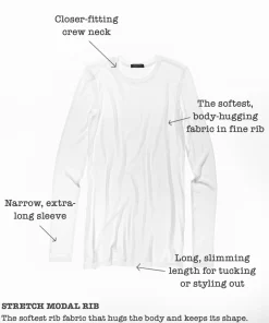 Modal Rib Long Sleeve Crew - White