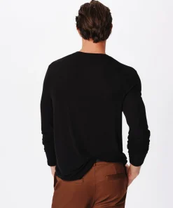 Modal Rib Oversized Long Sleeve Crew Neck Tee - Black